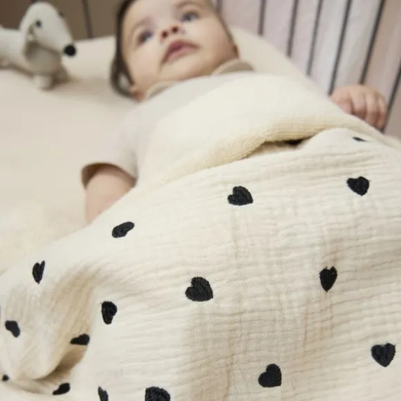 Meyco Deken Borduur Pre-Washed - Sweet Heart - Soft Sand - 100 x 150 cm
