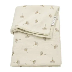 Meyco Deken Borduur Pre-Washed - Ginkgo - Soft Sand - 100 x 150 cm