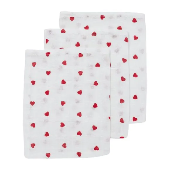 Meyco Sweet Heart Hydrofiele Washandjes - 3-Pack - Red