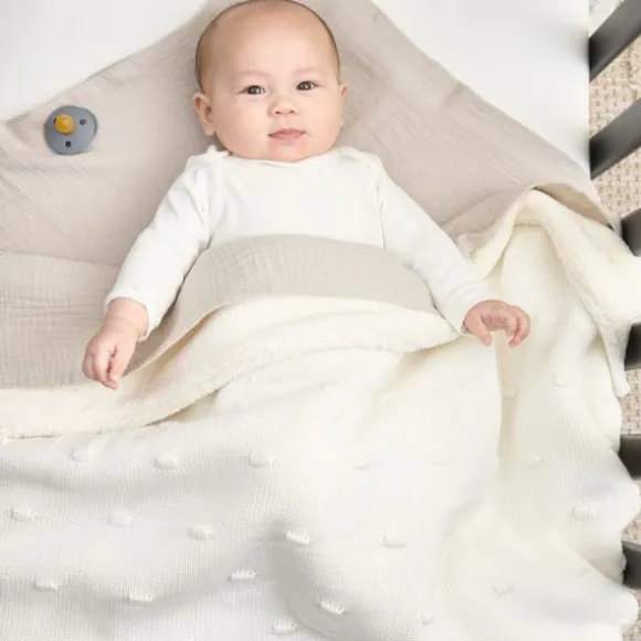 Meyco Wiegdeken Knots Teddy - 75 x 100 cm - Offwhite