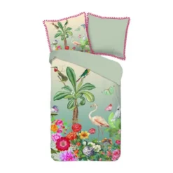 Muller Textiel Dekbedovertrek Botanica Groen 140 x 200 / 220 Cm