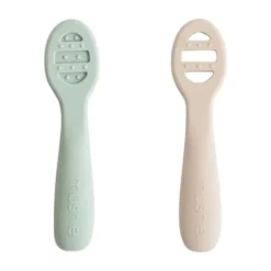 Mushie Baby Lepels 2-Pack - Cambridge Blue/Shifting Sand