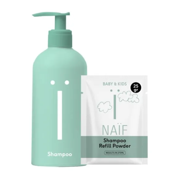 Naïf Pump Bottle + Shampoo Navulpoeder