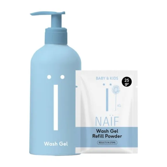 Naïf Pump Bottle + Wash Gel Navulpoeder