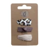 Ootje Kadootje Babyhaarclipjes - Print/Mokka/Rib Glitter - 3 stuks