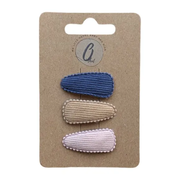 Ootje Kadootje Babyhaarclipjes - Rib Petrol/Sahara/Pink - 3 stuks
