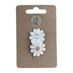 Ootje Kadootje Babyhaarclipje - Margrietjes - Wit/Zand - 1 st.