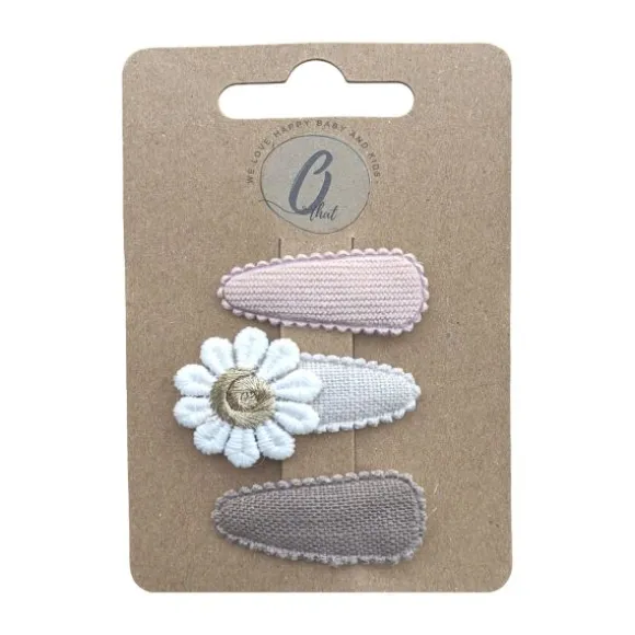 Ootje Kadootje Babyhaarclipjes - Nude / Bloem / Bruin - 3 st