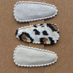 Ootje Kadootje Linnen Panter Haarclip - Creme / Beige