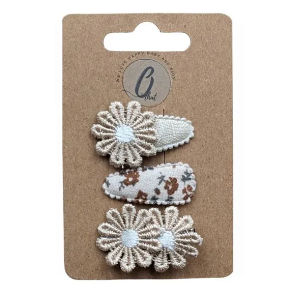 Ootje kadootje Spring Haarclip - Margrieten / Zand / Print - 3 Stuks
