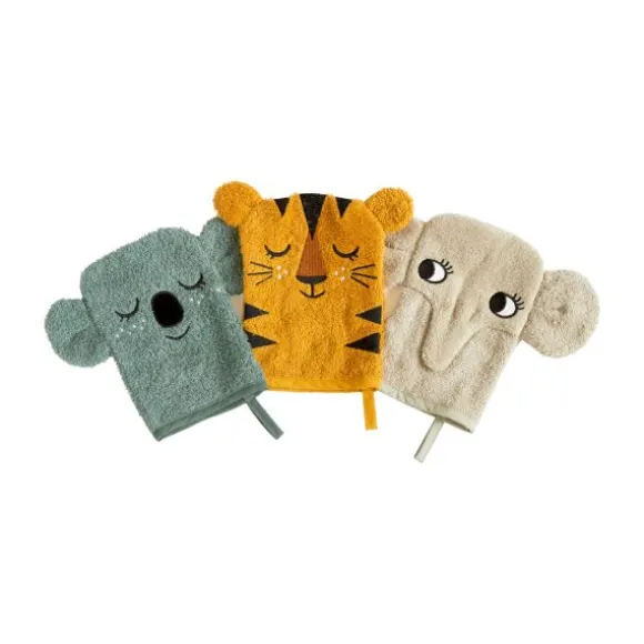 Roommate Koala Tiger Elephant Washand 3 Stuks