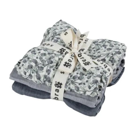 Sebra Hydrofiele Doeken Set - Blue Olive - Forest Lake Blue - 3 Stuks