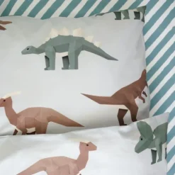 Studio Ditte Dekbedovertrek - Dinosaurus - 120 x 150 cm - Lichtgrijs