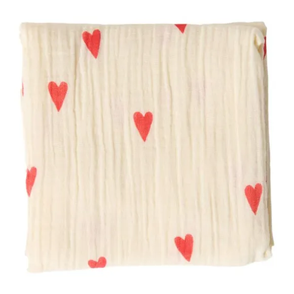 Studio Noos Swaddle - Light Blue Hearts - 70x70 cm