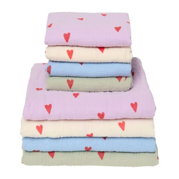 Studio Noos Swaddle - Light Blue Hearts - 70x70 cm