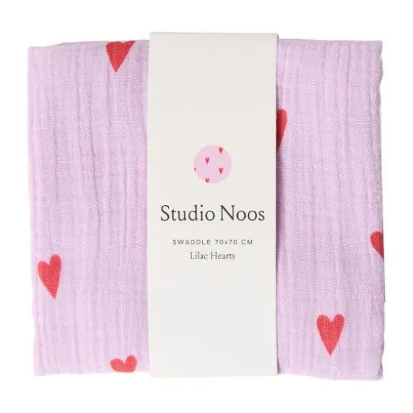 Studio Noos Swaddle - Light Blue Hearts - 70x70 cm