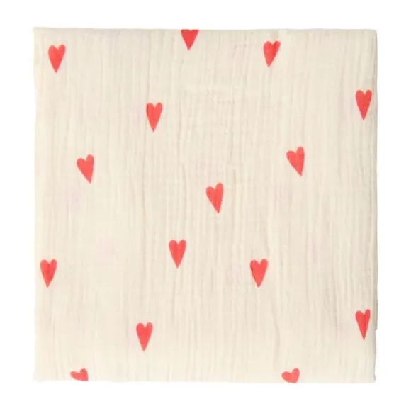 Studio Noos Swaddle - Natural Hearts - 120x120 cm
