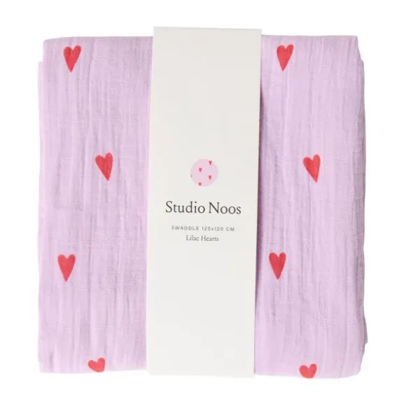 Studio Noos Swaddle - Natural Hearts - 120x120 cm