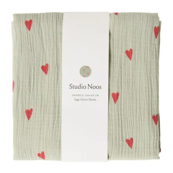 Studio Noos Swaddle - Natural Hearts - 120x120 cm