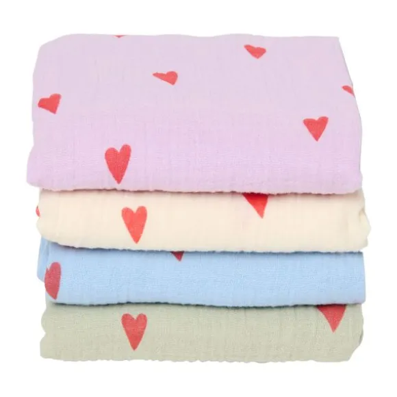 Studio Noos Swaddle - Natural Hearts - 120x120 cm