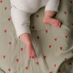 Studio Noos Swaddle - Natural Hearts - 120x120 cm