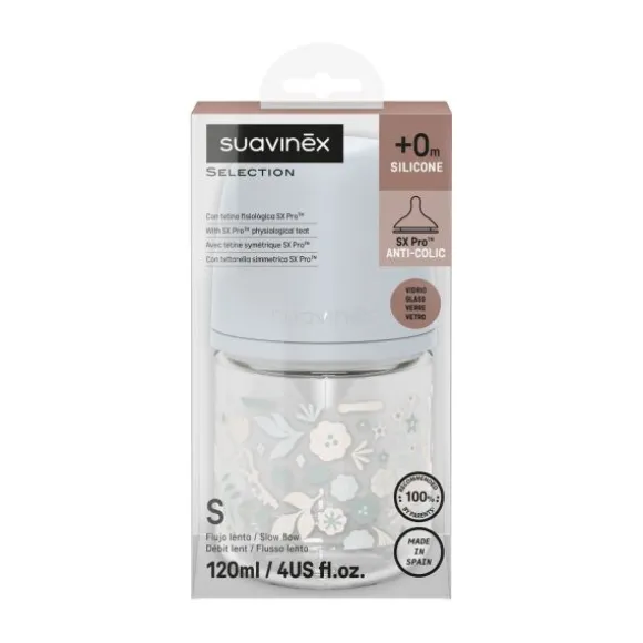 Suavinex Wonderland SX Pro Fles Glas - Medium Flow - 240ml - Blauw