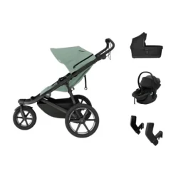 Thule Urban Glide 3 Kinderwagen 3-in-1 - Mist Green | Thule Maple Autostoeltje - Black | Autostoel Adapters