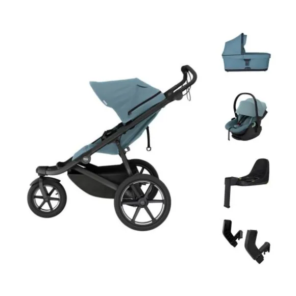 Thule Urban Glide 3 Kinderwagen 4-in-1 - Mid Blue | Thule Maple Autostoeltje - Mid Blue | Thule Alfi Isofix Base