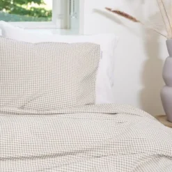 Town & Country Gingham Dekbedovertrek - 140 x 220 cm - Taupe