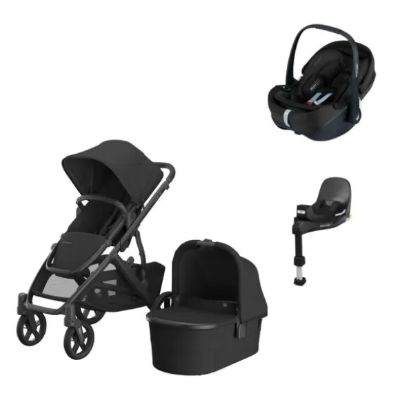 UPPAbaby VISTA V3 Kinderwagen 4-in-1 - Theo | Joolz X Maxi-Cosi Pebble 360 Pro 2 Autostoeltje | Maxi-Cosi FamilyFix 360 Pro