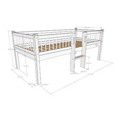 Vipack Forrest Semi - Halfhoogslaper Met Ladder 90x200 cm – Beuk Wit