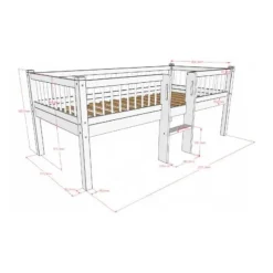 Vipack Forrest Semi - Halfhoogslaper Met Ladder 90x200 cm – Beuk Wit