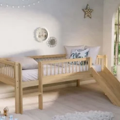 Vipack Forrest Semi - Halfhoogslaper Met Glijbaan 90x200 cm – Beuk Wit