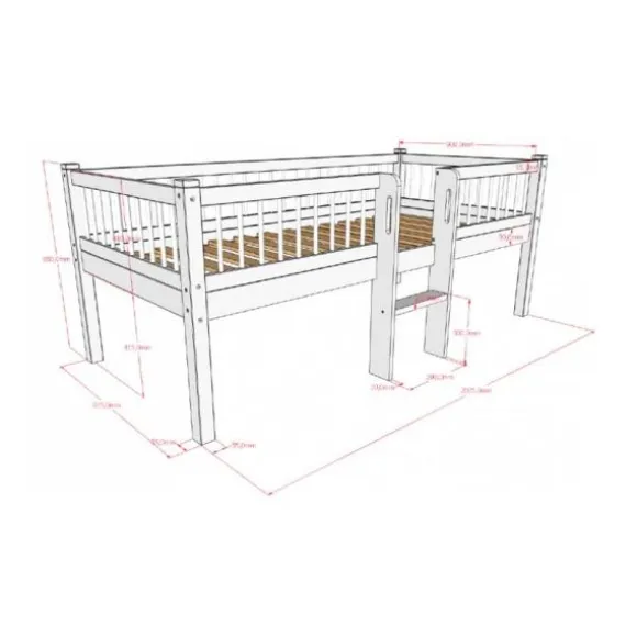 Vipack Forrest Semi - Halfhoogslaper Met Ladder 90x200 cm – Eik