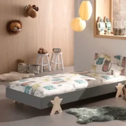 Vipack Modulo Bed 90 x 200 Cm Smiley Grijs