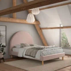 Vipack Moon Bed - 140 x 200 cm - Boucle Roze