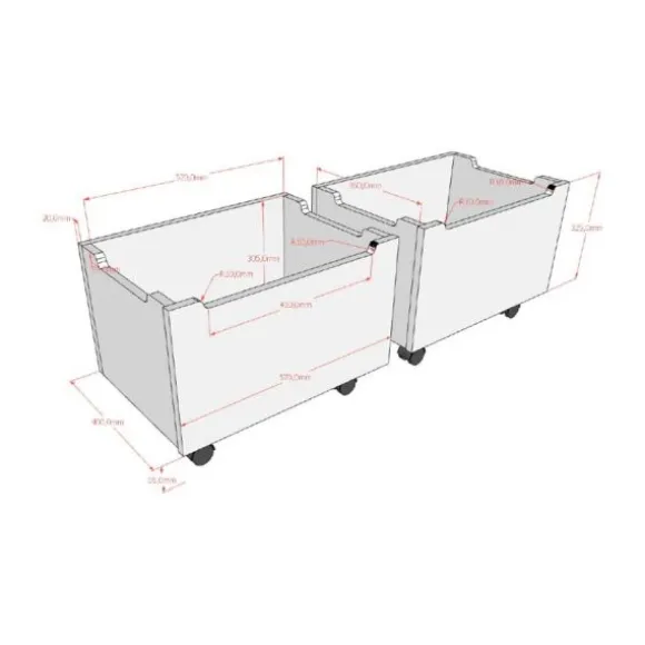 Vipack Set van 2 Laden - Forrest Beuk - Wit