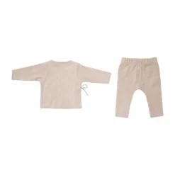 Witlof For Kids Velvet Rib Overslagtruitje + Broekje - Maat 50/56 - Soft Sand