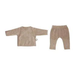 Witlof For Kids Velvet Rib Overslagtruitje + Broekje - Maat 50/56 - Soft Sand