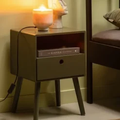 Woood Nachtkastje - Ozzy - Hout Warm Groen