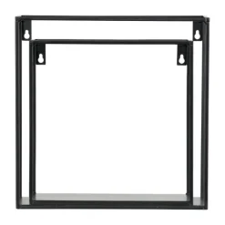 WOOOD Wandplank Kubus Meert - Metaal Zwart - Set van 2